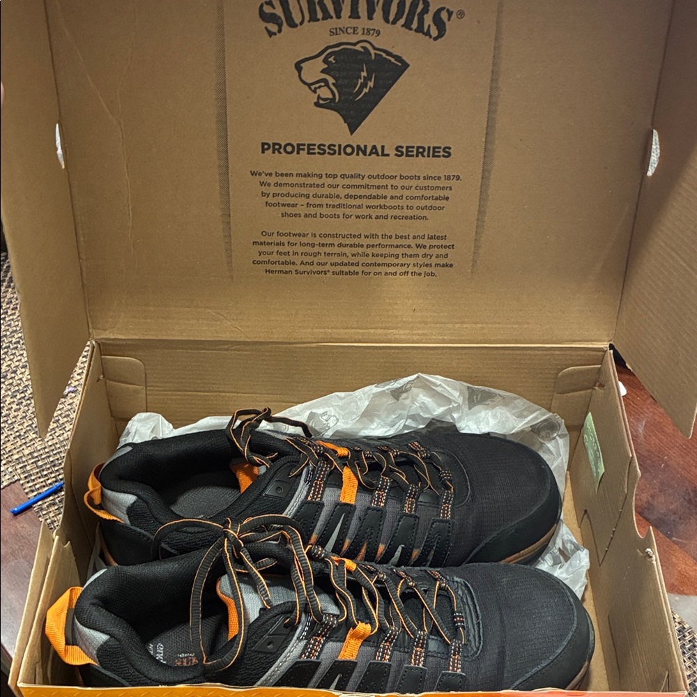 Herman survivors professional series orange and black handler men’s shoes 8 1/2